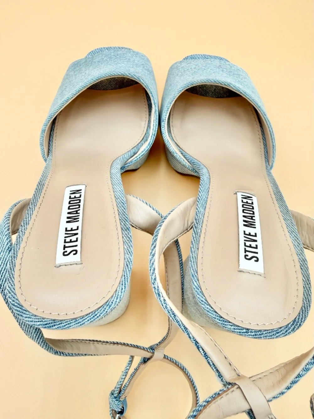 Steve Madden Lourdes Denim Platform Block Heel Sandals 8M